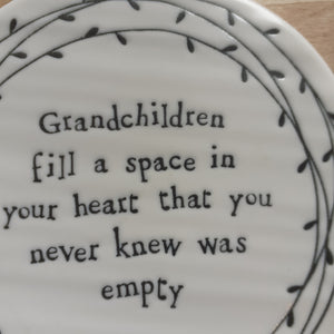 'Grandchildren fill a space...' Ceramic Coaster - Luvit!