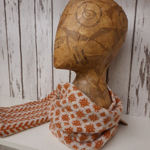 Handmade Merino Wool Snood, Welsh Tapestry Pattern (Burnt Orange) - Luvit!