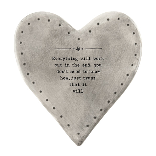 'Everything will work out' - Ceramic Heart Coaster