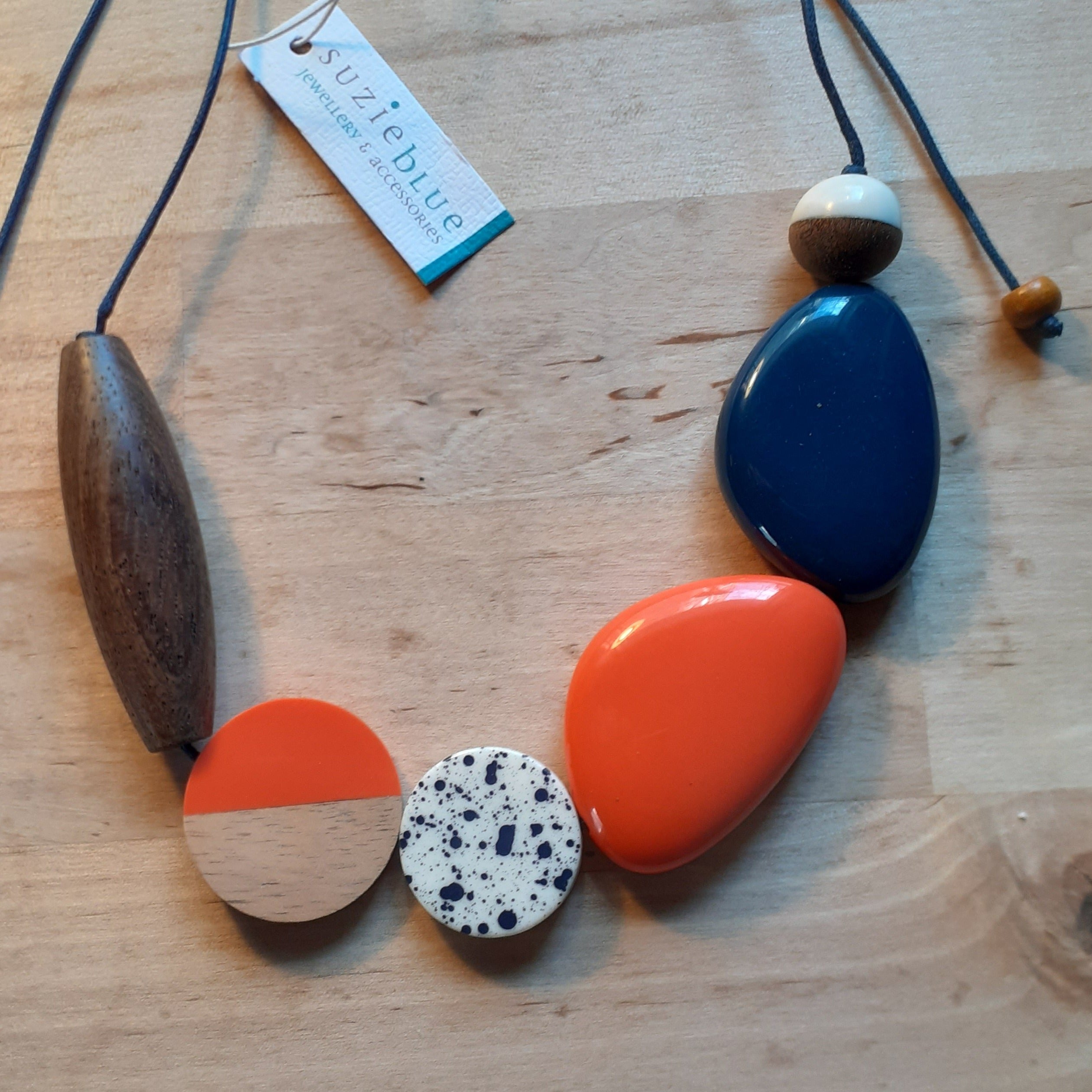 Mixed Shape Resin and Wood Necklace - Luvit!