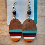Load image into Gallery viewer, Oval Resin and Wood Earrings - Multicolour - Luvit!
