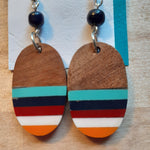 Load image into Gallery viewer, Oval Resin and Wood Earrings - Multicolour - Luvit!
