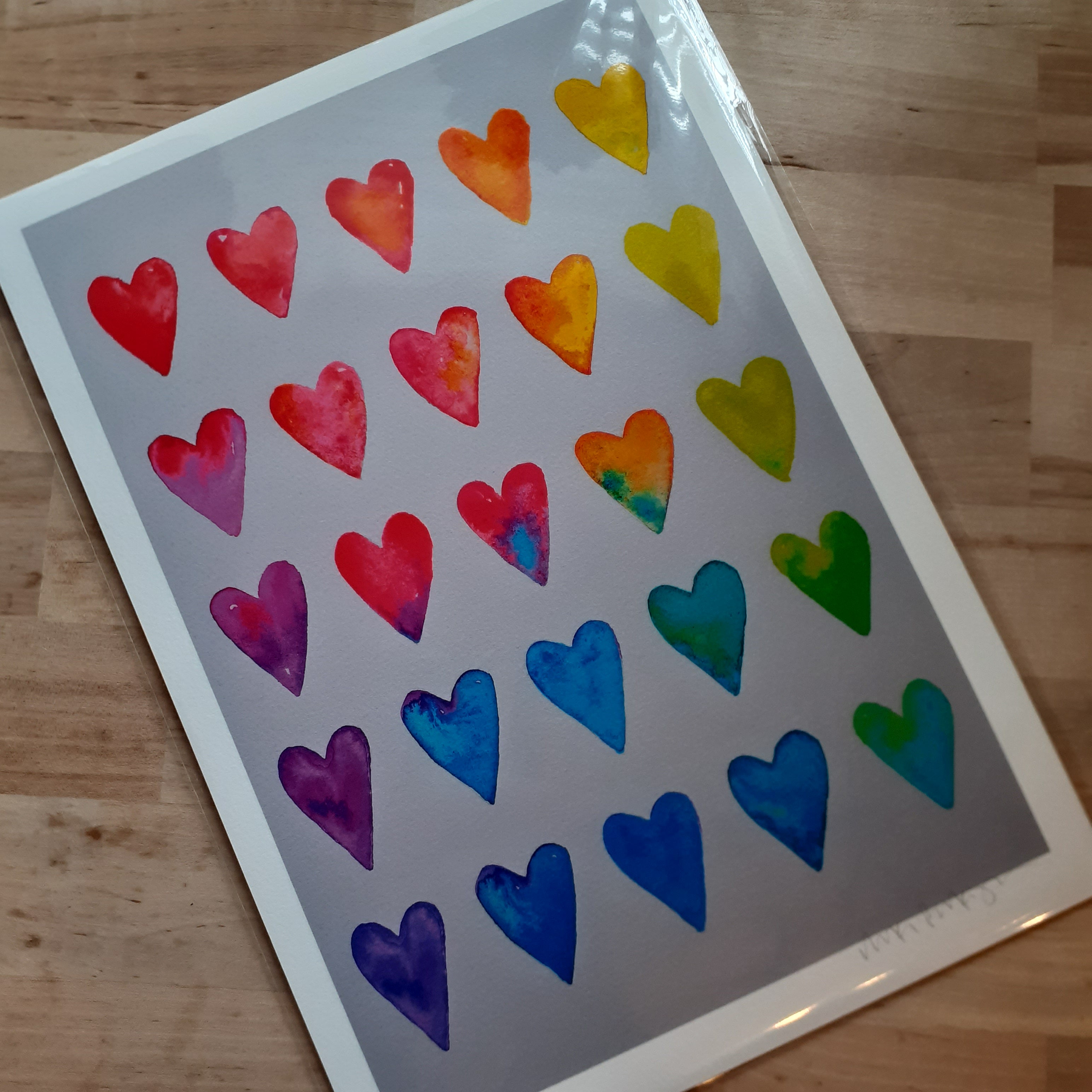 Rainbow Hearts - hand signed A4 Print - Luvit!