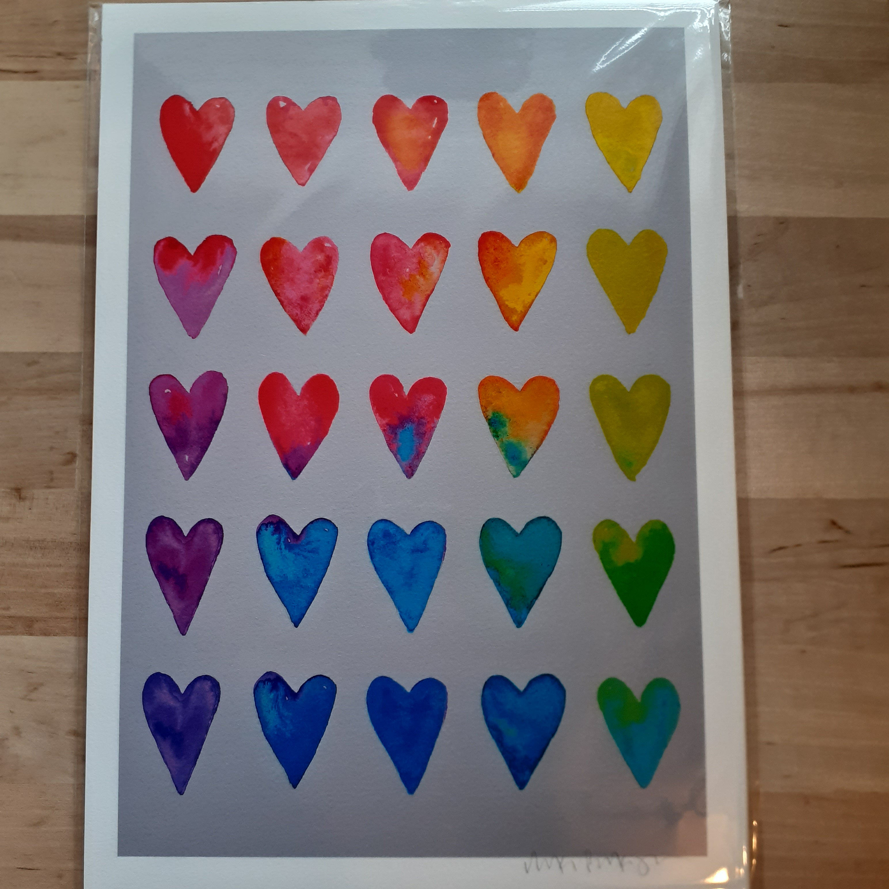 Rainbow Hearts - hand signed A4 Print - Luvit!