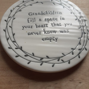 'Grandchildren fill a space...' Ceramic Coaster - Luvit!