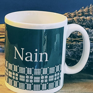 Nain Mug - Welsh Tapestry Design (Teal)