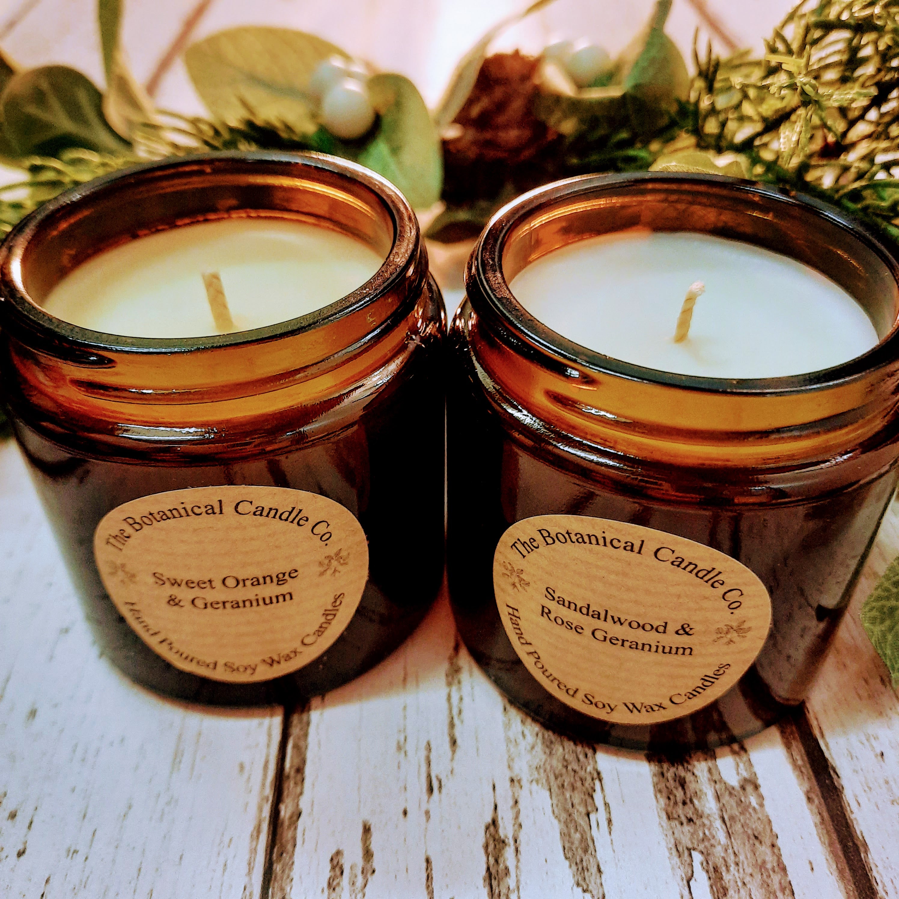 Sweet Orange and Geranium  Soy Wax Amber Jar Candle - Luvit!