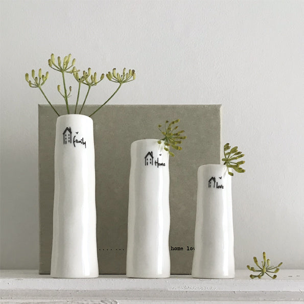 Trio Of Bud Vases - 'Home Family Love ' - Luvit!