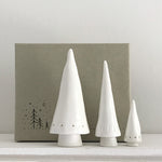 Load image into Gallery viewer, Set of 3 White Porcelain Conical Christmas Trees - Luvit!
