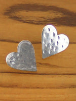 Load image into Gallery viewer, Simple Beaten Heart Shaped Silver Stud Earrings - Luvit!
