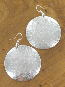 Simple Beaten Silver Disc Earrings - Luvit!