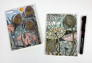 Notebooks - Pack of 2 , Beautiful Teasel designed by Angie Lewin
