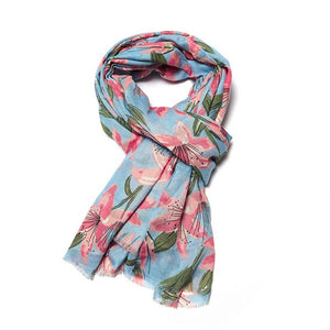 Spring/Summer Scarf Lilies Pastel Blue
